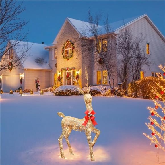 54" Lighted Christmas Reindeer Buck Deer, 4.5FT 3D Pre-Lit Xmas Twinkle Lighted - Picture 6 of 6